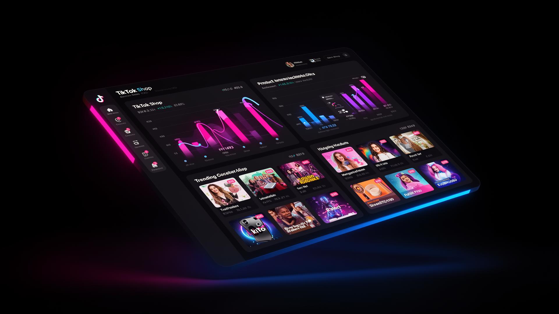 Dashboard ShopFlow AI com radar de produtos TikTok Shop